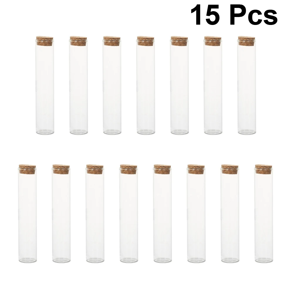 

15pcs Glass Container Food Grains Tank Sealed Jar High Borosilicate Transparent Cork Lid Kitchen Pantry Sugar Flour Spice