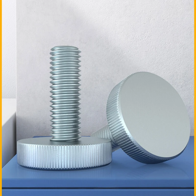 1Pcs M3 M4 M5 M6 M8 M10 Flat Head Knurled Thumb Screw Galvanization With Collar Manual Adjustment Screws Grade 4.8 Bolts image 2