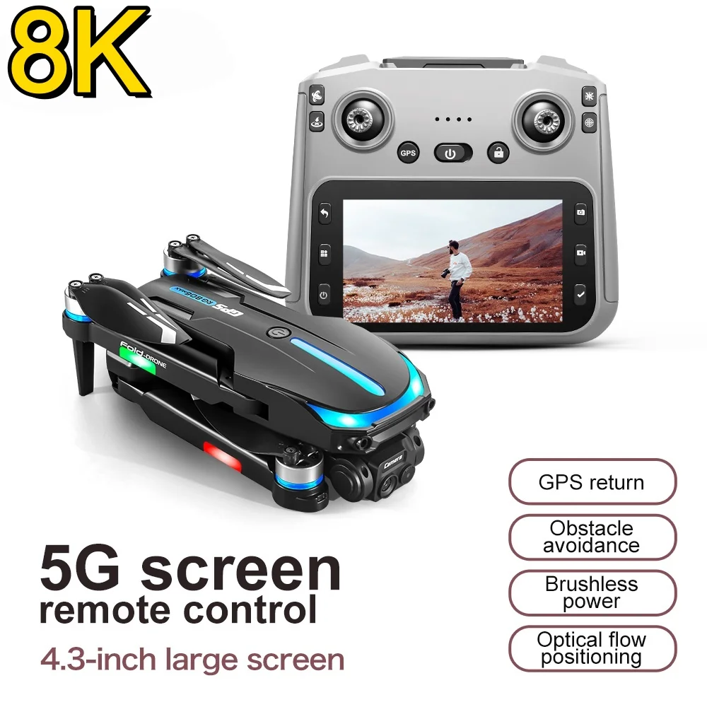 

НОВЫЙ бесщеточный GPS RC Дрон с двойными камерами 8K HD и предотвращением препятствий Аэрофотосъемка Квадрокоптер Rc Расстояние 2000 метров