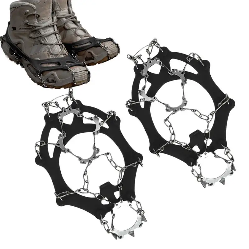 Ice Cleats Climbing Ice Shoes Grippers 13-Spikes Crampons Ice Cleats Traction Snow Grips Anti Slip for Hiking Fishing Walking