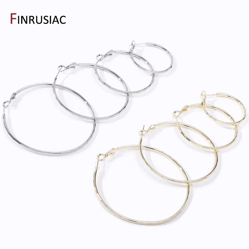 Luxury 30-60mm 14K Gold Plated Brass Big Circle Hoop Earrings for Women Charms Original Designer Party Wedding Jewelry Gifts