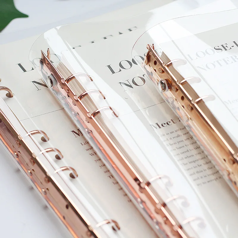 A5 Rose Gold Transparent With 90Sheet Inner Page Notebook Planner Organizer Binder Books Journal Diary Office Supplies Notebook