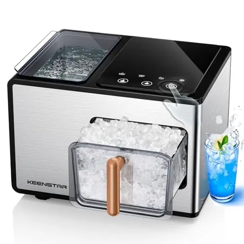 40lbs/24H, Pebble Ice Maker with Soft Chewable Ice, Self Cleaning Sonic Ice Machine, Stainless Steel w/Touch Screen, Compact Des