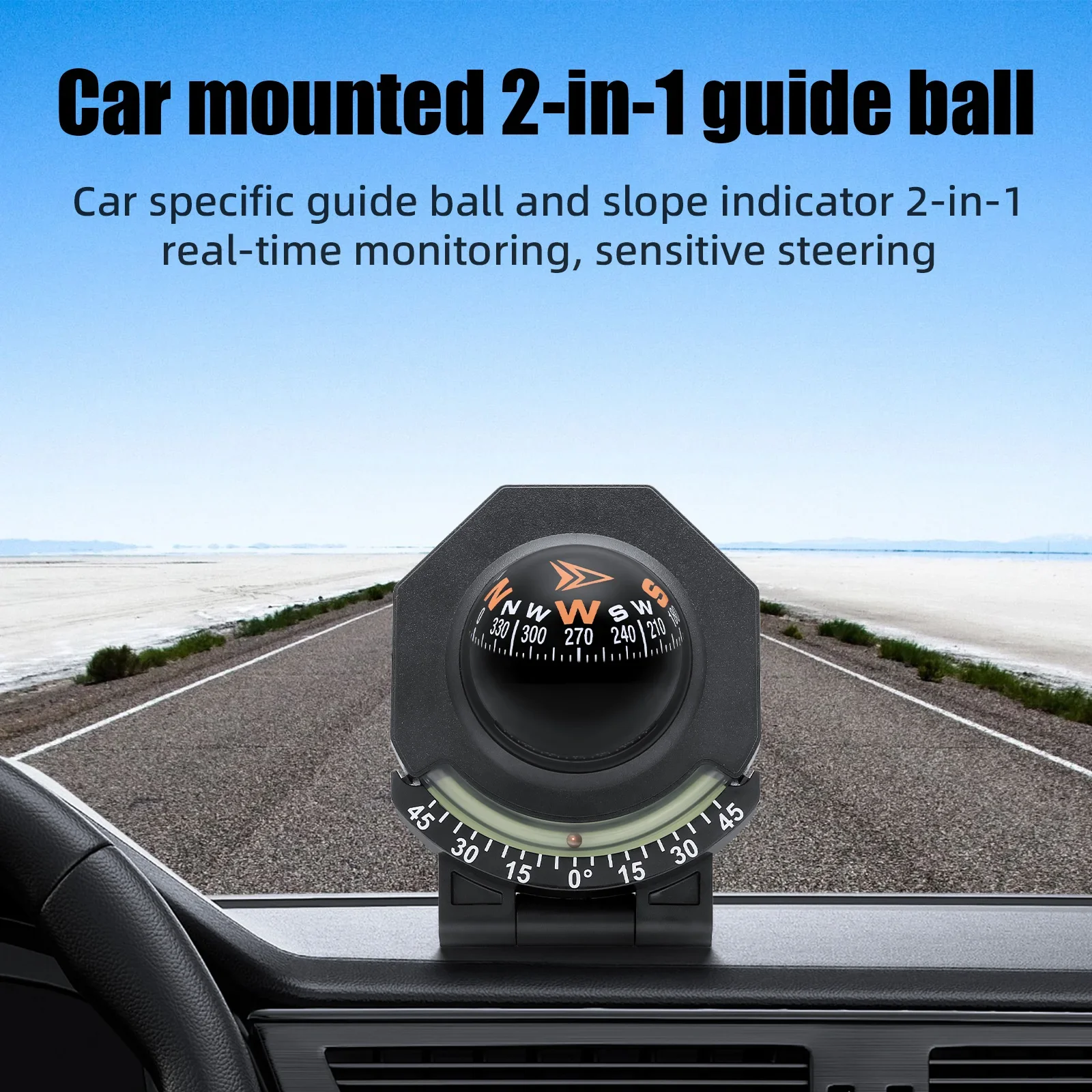 Auto Boot Marine Kompas Elektronische Navigatie Explorer Bal Digitaal Dashboard Led Fluorescerende Clinometer Met Verstelbare Kantelhoek Declinatie Tool Orientatielering Outdoor Activiteiten Camping W