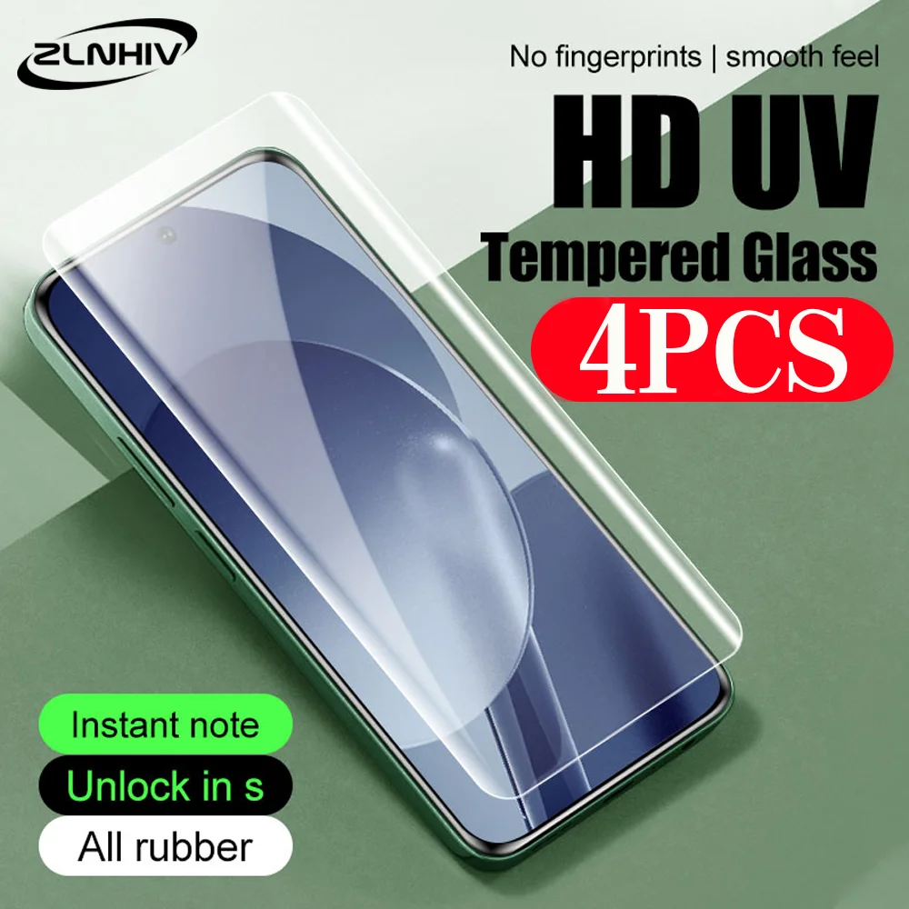 4PCS Phone Screen Protector For xiaomi Civi 1S 2 3 4 Pro 14 11 Ultra 13 12S 10 CC9 Pro UV Tempered Glass Protective Film