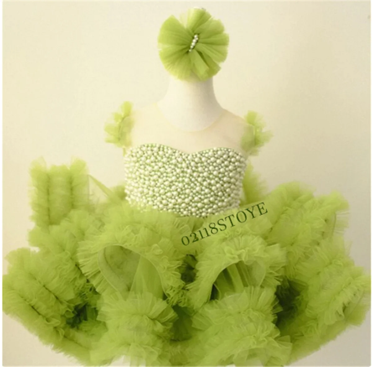 Puffy Tulle Baby Girl Birthday Dress with Detachable Train Little Princess Flower Girl Dress Infant New Birthday Gown