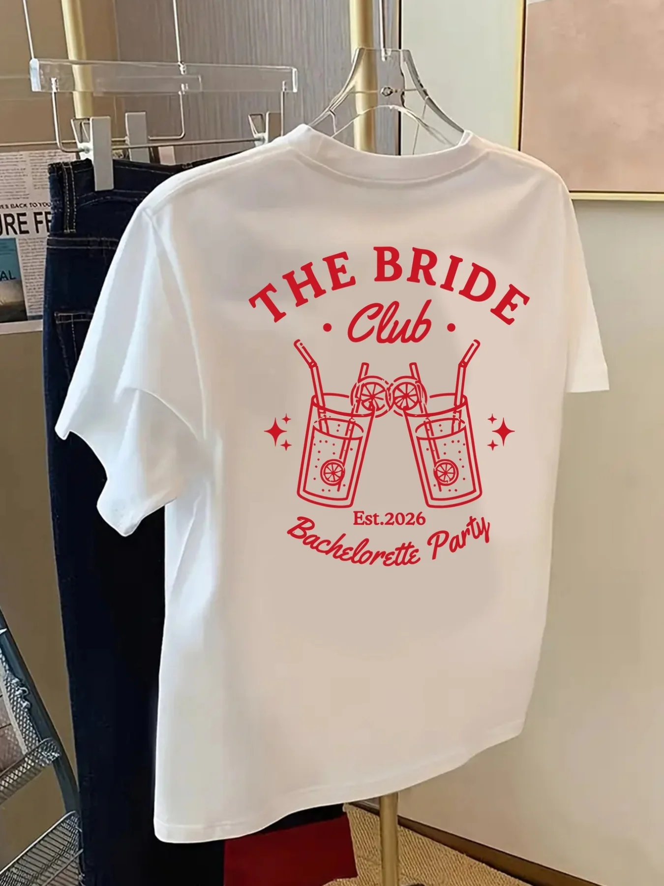 Bride Club Bachelorette Party Graphic Print T-Shirt Short Sleeve Crew Neck Casual Top for Summer Spring Women'S Clothing