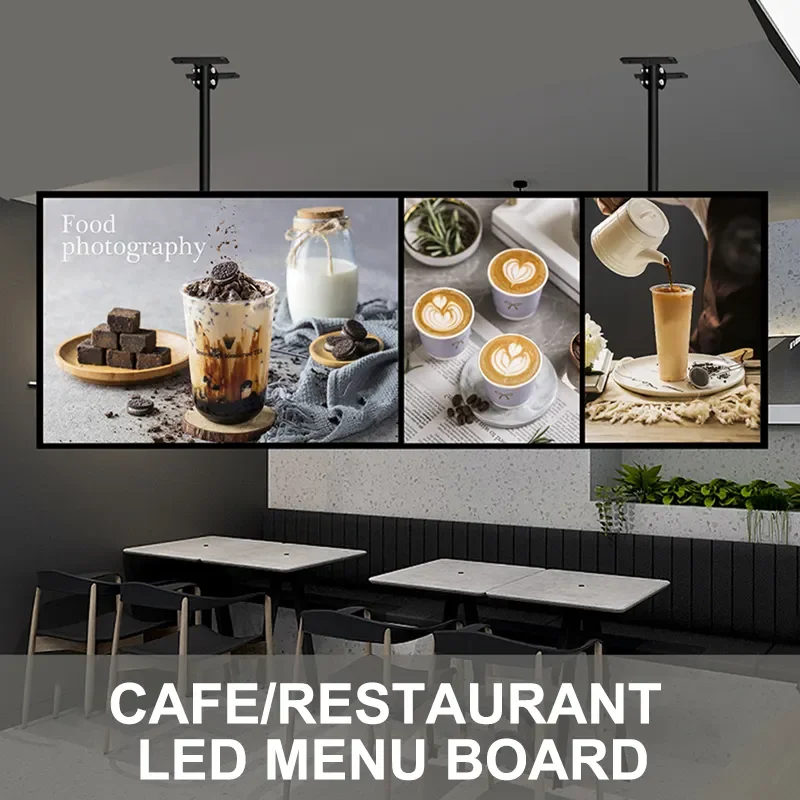 Ultra Thin LED TV Light Box Menu Board Led Light Box Menu Board Hanging for Restaurant Menu Board Display Led Illuminated Poster