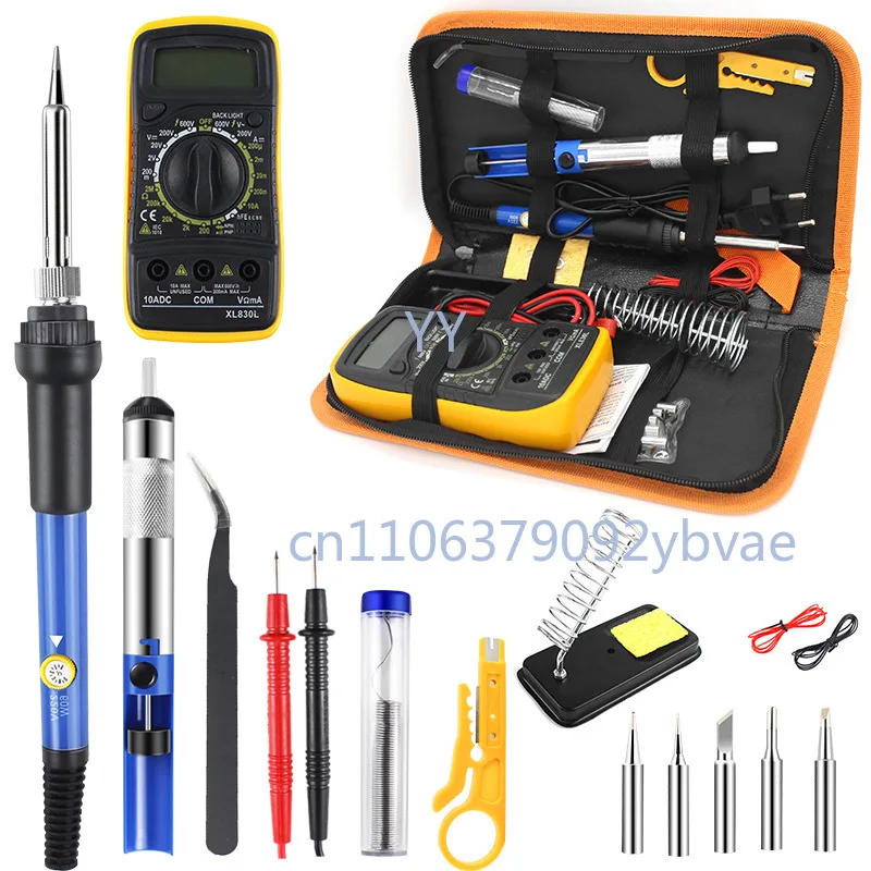 

60W Adjustable Temperature Internal Heating Electric Soldering Iron Multimeter Kit Household Constant Temperature