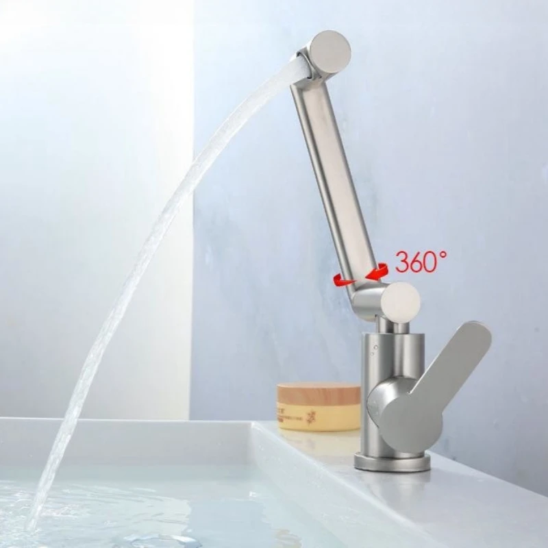 304 Stainless Steel Bathroom Faucet 1080 Degrees Faucet Hot and Cold Wate Sink Kitchen Basin Bathroom Accessories