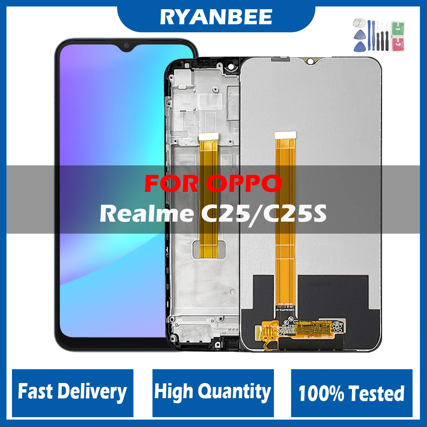 

Original 6.5"Display For Realme C25 RMX3193 RMX3191 LCD Screen Touch Digitizer Assembly For Realme C25S RMX3195 RMX3197 Display