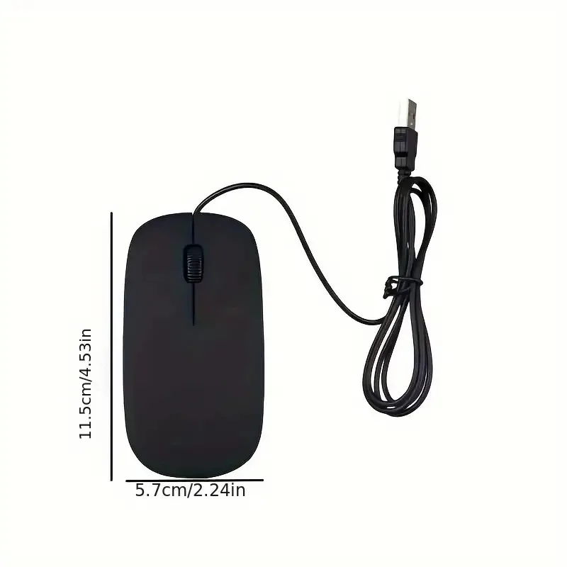 60,000 Times Durable USB Wired Mouse - Super Endurable Quality, Optical Tracking, Ergonomic Design for Laptop, Office, Black