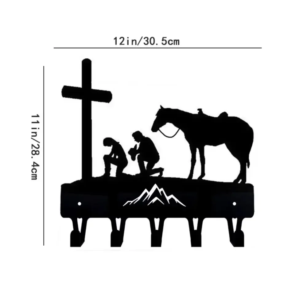 Alluring 1pc Cowboy Cowgirl At The Cross Wall Pendant – Appealing Wall Art Home Decor. Iron Crafts Key Hanger for Western Appeal