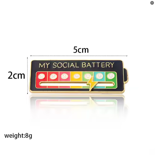 Mood Expression Pins for Women Men My Social Battery Brooches on Clothes Funny Alloy Badge Gifts - Image 2