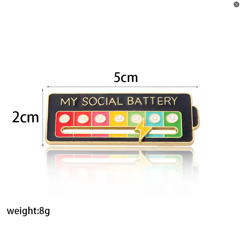 Mood Expression Pins for Women Men My Social Battery Brooches on Clothes Funny Alloy Badge Gifts - Image 2