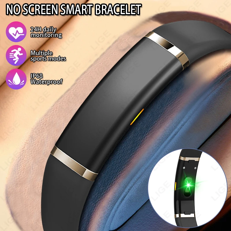 

LIGE No Screen Smart Bracelet Men Fitness Sport Band Heart Rate Blood Monitor Smart Watch Waterproof Multifunction Watches Women