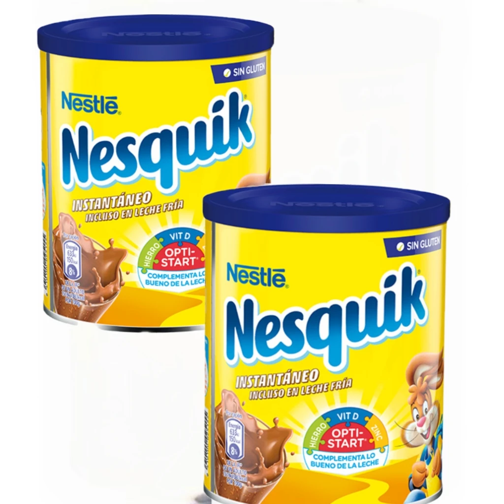 NESTLE NESQUIK Cacao instantáneo sin gluten bote 390 g- Pack 2 Unidades