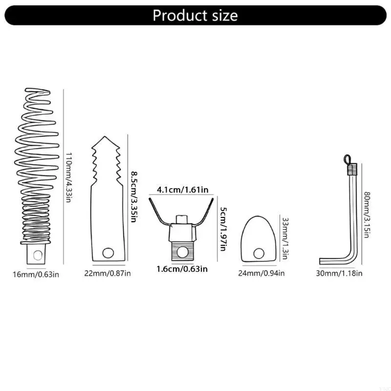 5Pieces Tipe Limping Tool Dren Snakes Ancontamento broca para remoção efetiva graxas e raiz sistemas drenagem Y4QC