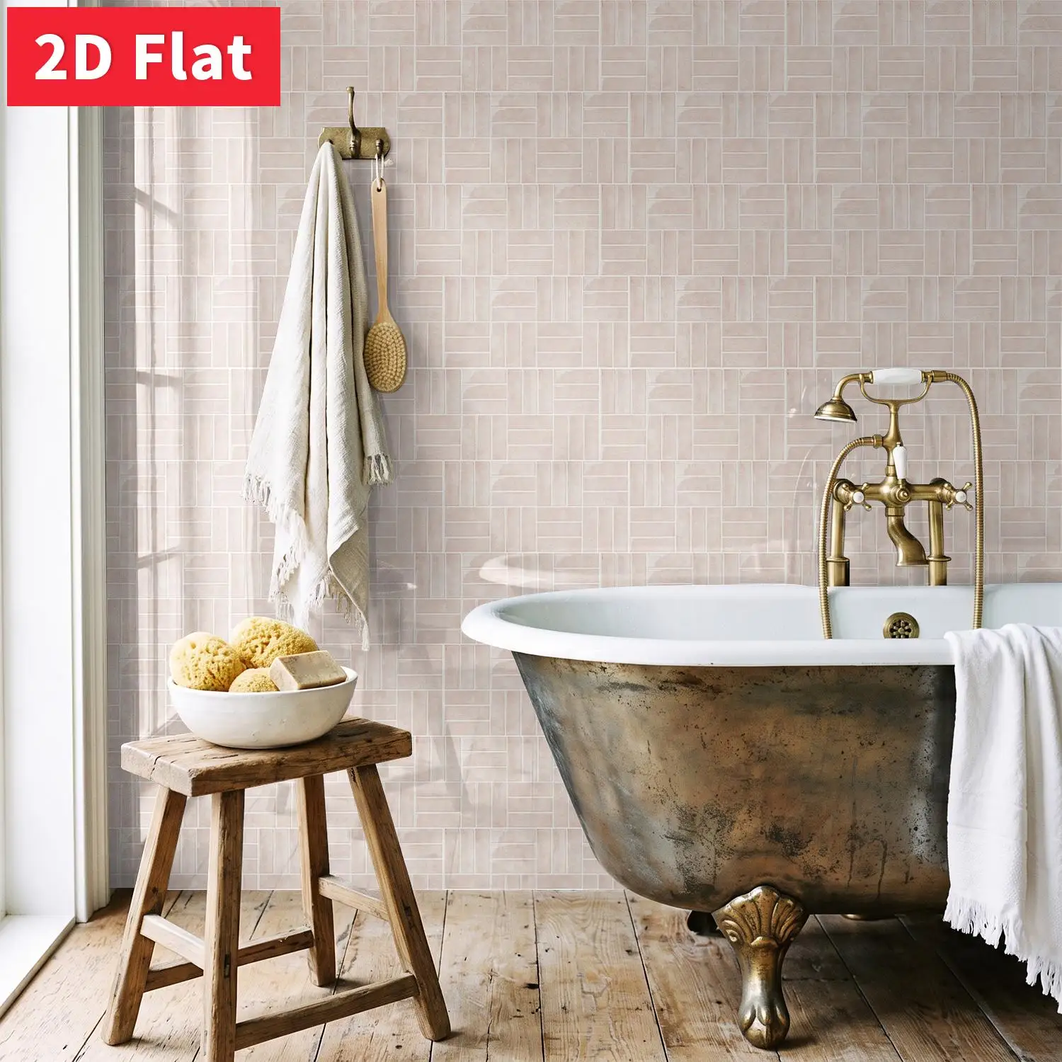 Blush Cream Marble Tile Sticker 11.81x5.91 inch Self Adhesive Easy Clean Kitchen Backsplash Wall Decal