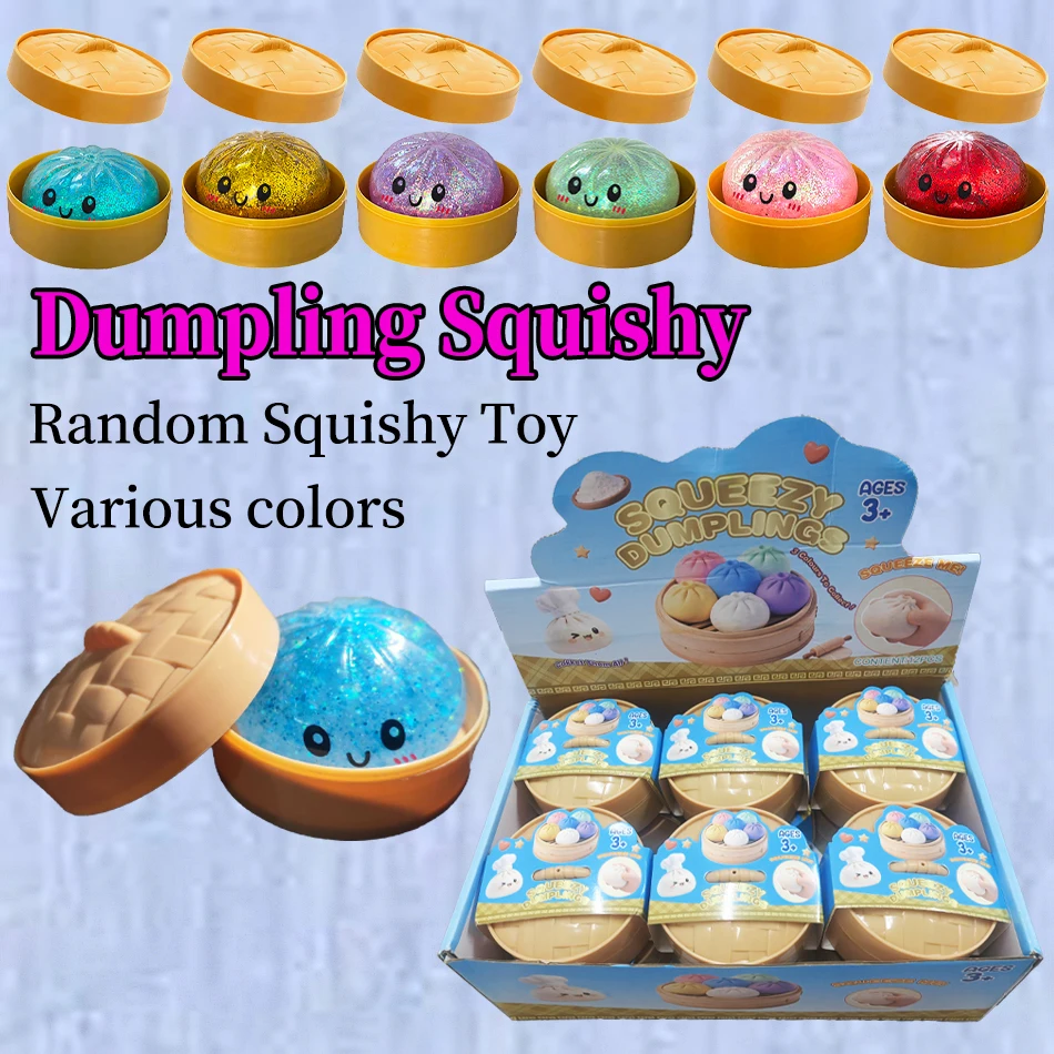 Blind Box Realistic Giant Dumpling Squeeze Toy with Bamboo Steamer Soft TPR Dough Ball Decompression Fidget Funny Creative Toys