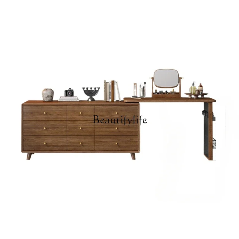 

FG11Solid Wood Dresser Chest of Drawers Integrated Ash Wood with Storage Simple Makeup Table