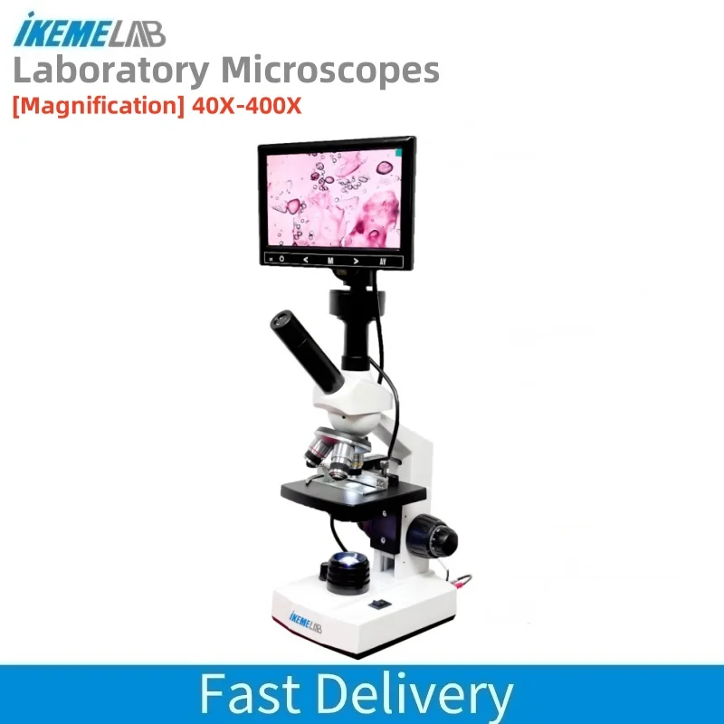 

IKEME Lab Microscopes HD Screen LED Light Digital Laboratory Medical Cell Biological Microscopes for Students Use