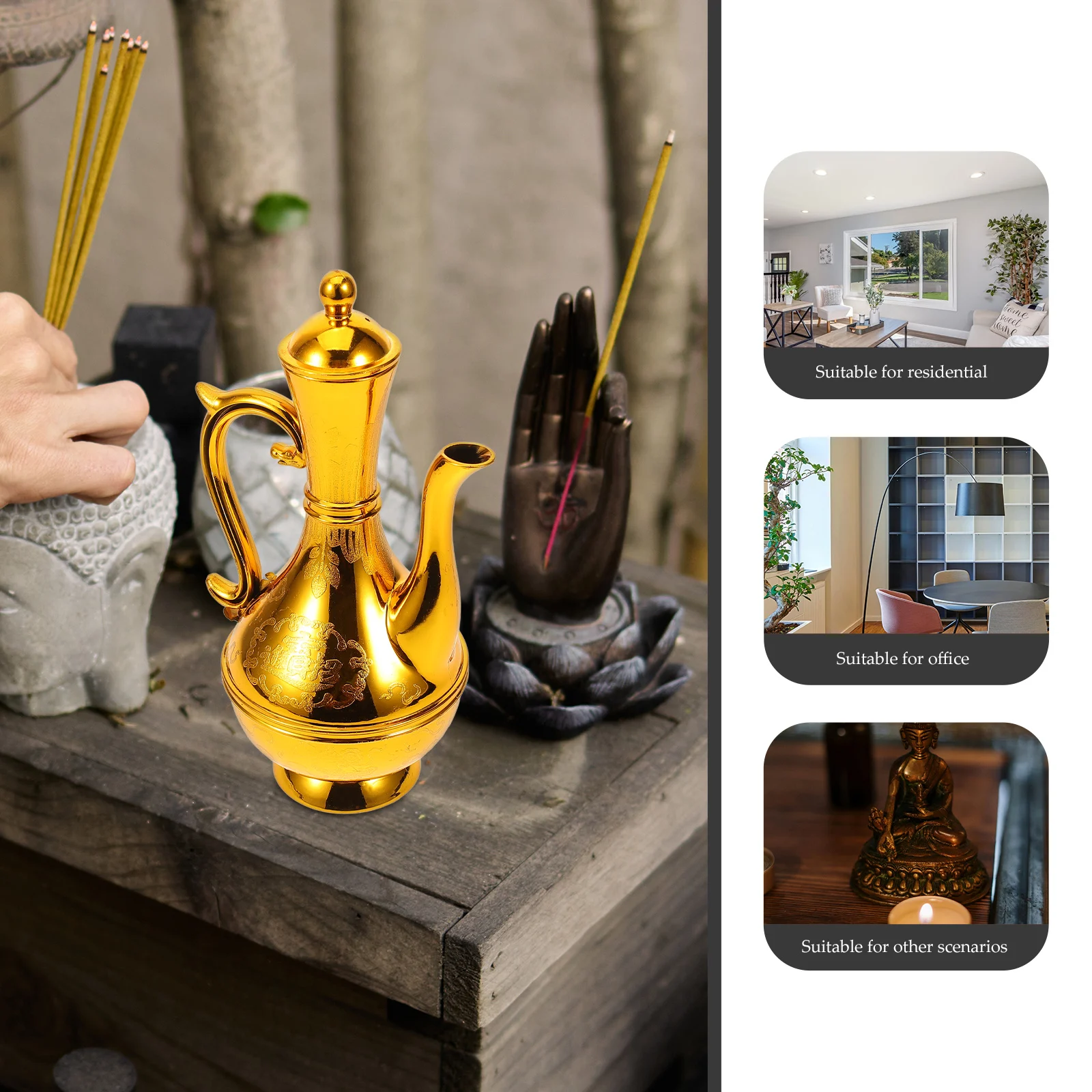 

1pc Plastic Jug Buddha Offering Pot PP Material Fine Workmanship Water Pitcher Design Home Festival Bottle Teapot