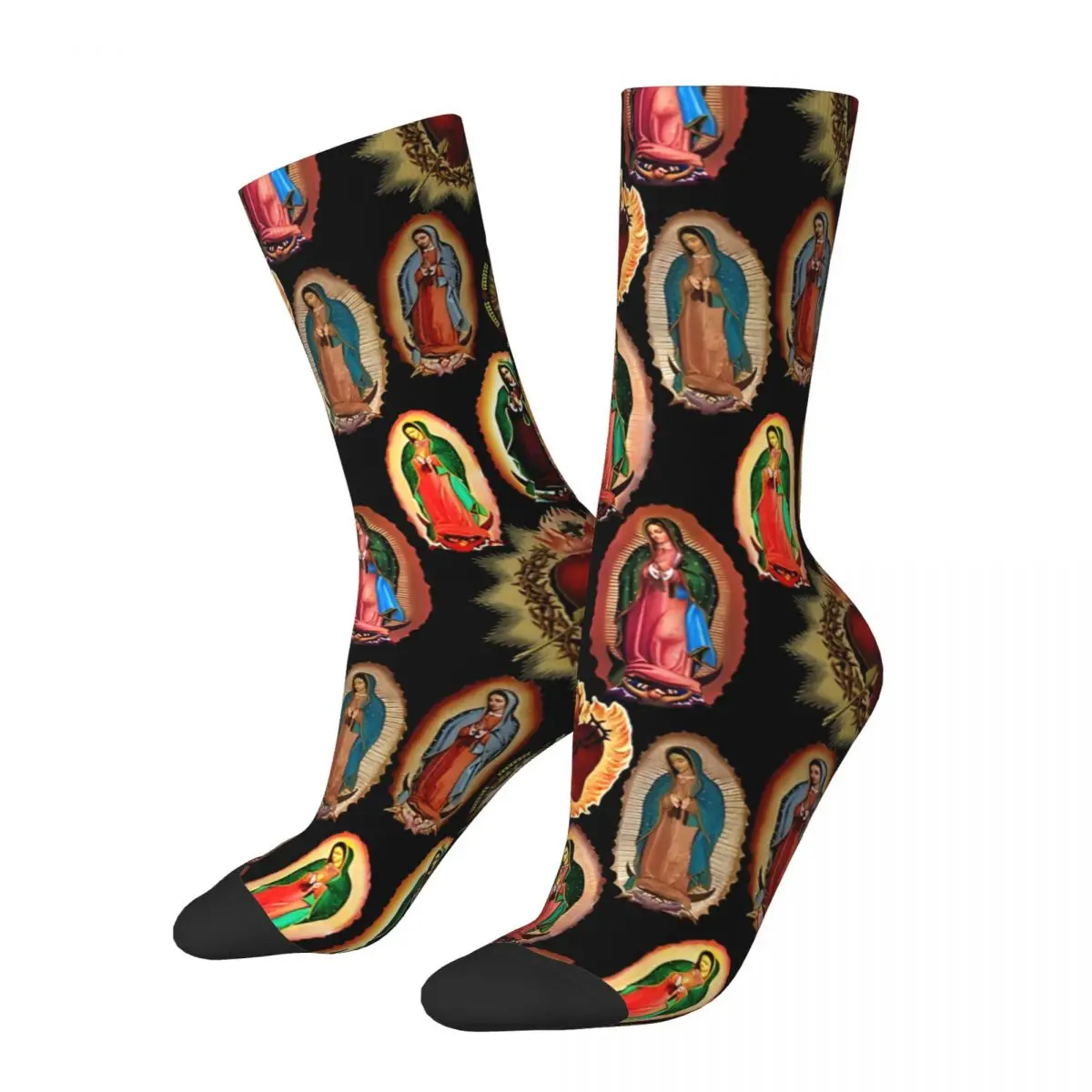 Sock for Men Our Lady Of Guadalupe Virgin Mary Hip Hop Jesus Christ Breathable Pattern Printed Crew Sock Seamless Gift