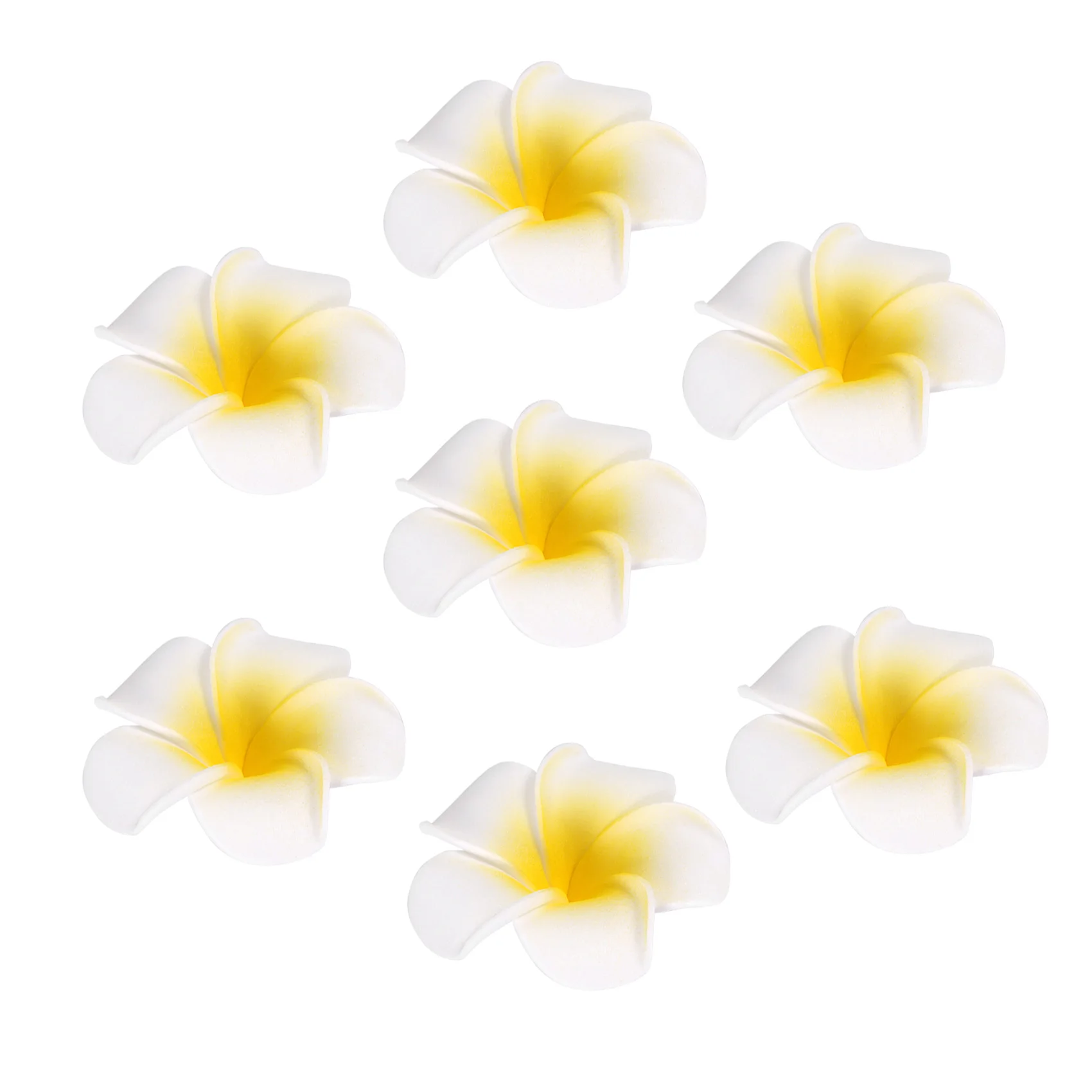 100Pcs White Foam Hawaiian Frangipani Artificial Plumeria Flower Petals Cap Hair Hat Wreath DIY Wedding Decoration 5cm