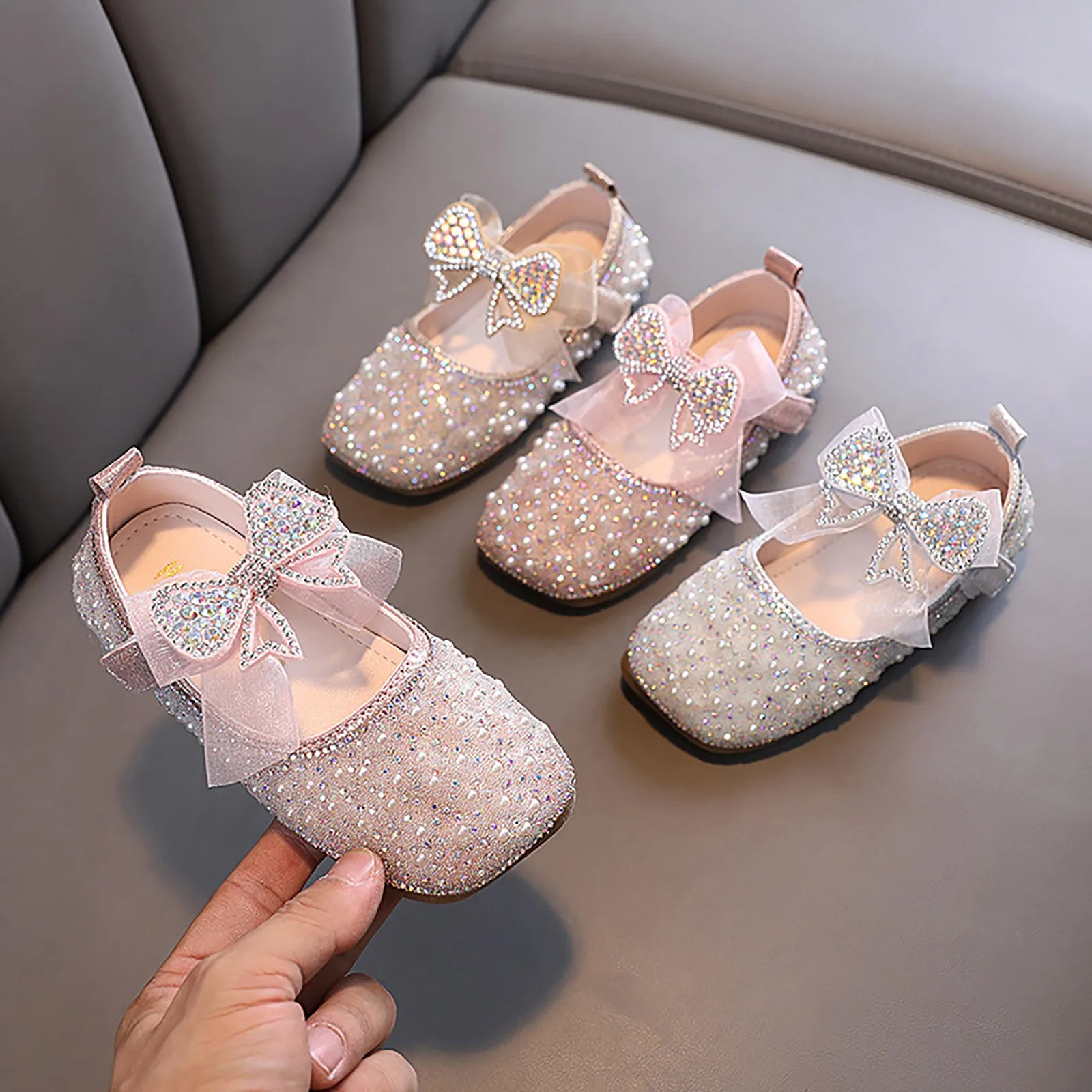 Сапоги для маленьких девочек, танцевальная обувь для девочек, детская обувь, блестящие детские ботинки принцессы для девочек с жемчугом и стразами, размер 4