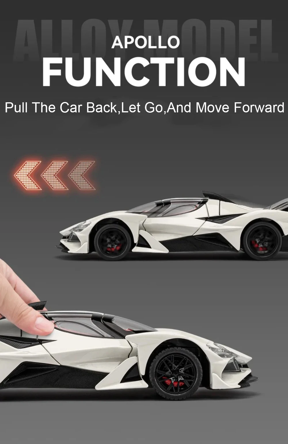 1:24 Eldorado EVO Miniature Toy Sports Car Models Alloy Diecast Sound Light Doors Opened Pull Back Sports Cars for Boys Gifts