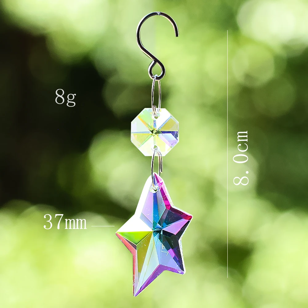 Rainbow Crystal Suncatcher Hanging Garland Strands Chandelier Prisms Pendant Parts Connected Glass Octagon Bead Wedding Decor