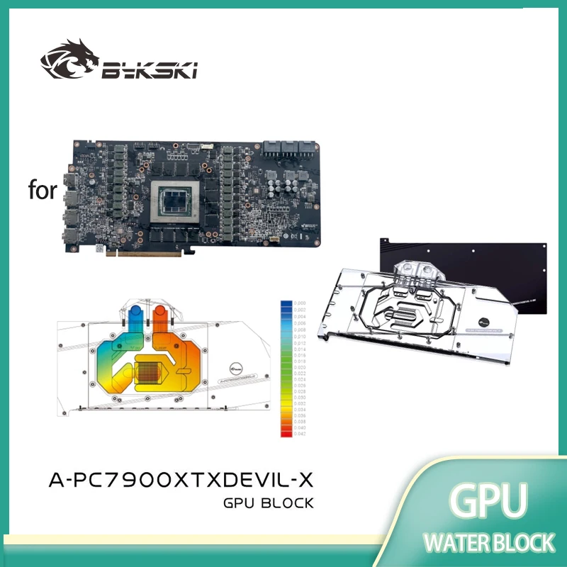 Bykski A-PC7900XTXDEVIL-X GPU Water Block for PowerColor Red Devil RX 7900 XTX 24GB Graphics Video Card /Copper Cooling Radiator