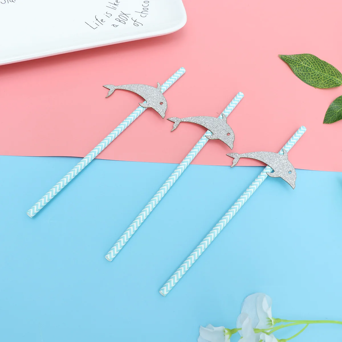 

12 Pcs Dolphin Straw Creative Straws for Party Paper Cake Unique Design Drinking