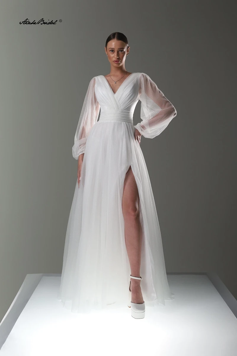 Classic wedding dress long sleeve / Simple Wedding Dress / Bridal gown