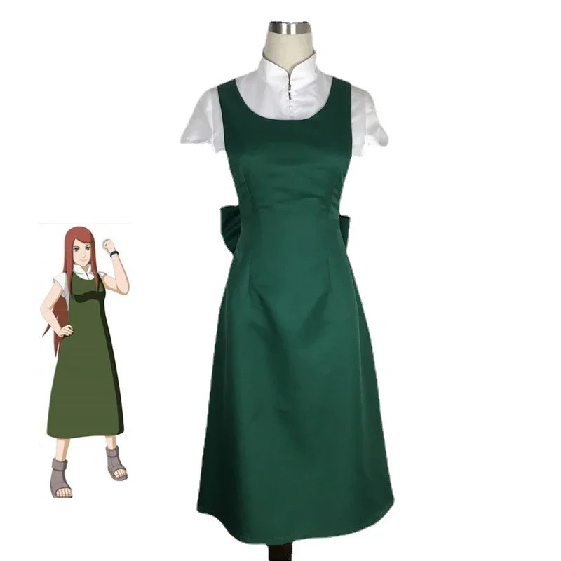 

Anime Uzumaki Mother Uzumaki Kushina Cosplay Costume For Halloween Carnival Chrismas Fancy Party Dress Apron Bow Suit Shirt