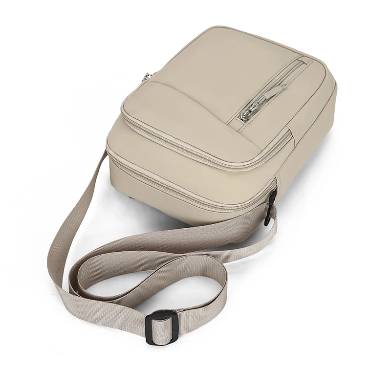 Herren-Umhängetasche aus Nylon, lässige Pendler-Outdoor-Mode-Schultertasche, wasserdichter Rucksack im Street-Style, einfarbig – Detail 15