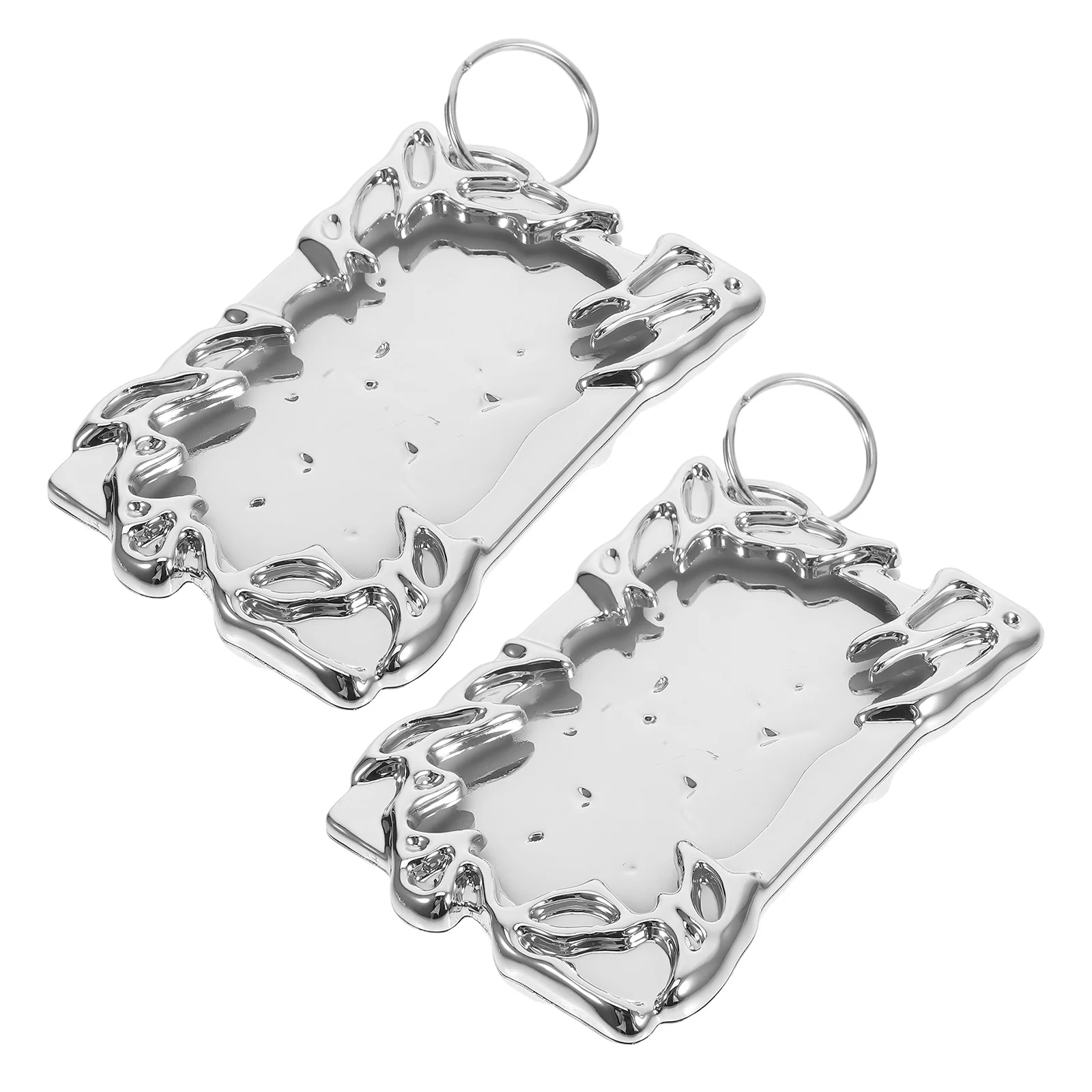 

2Pcs Irregular Photocard Holder Electroplated Plastic Photo Frame Keychain Compact Card Display for Home Decor