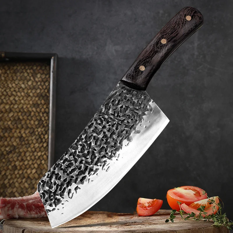 Kitchen Knife Forged Butcher Chef Knives Stainless Steel Chopping Knife Vegetables Slicing Meat Cleaver Carbon Knife Wood Handle