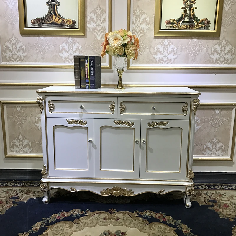 

European style porch cabinet partition lobby cabinet dining room decorative table solid wood carved neoclassical side cabinet pa