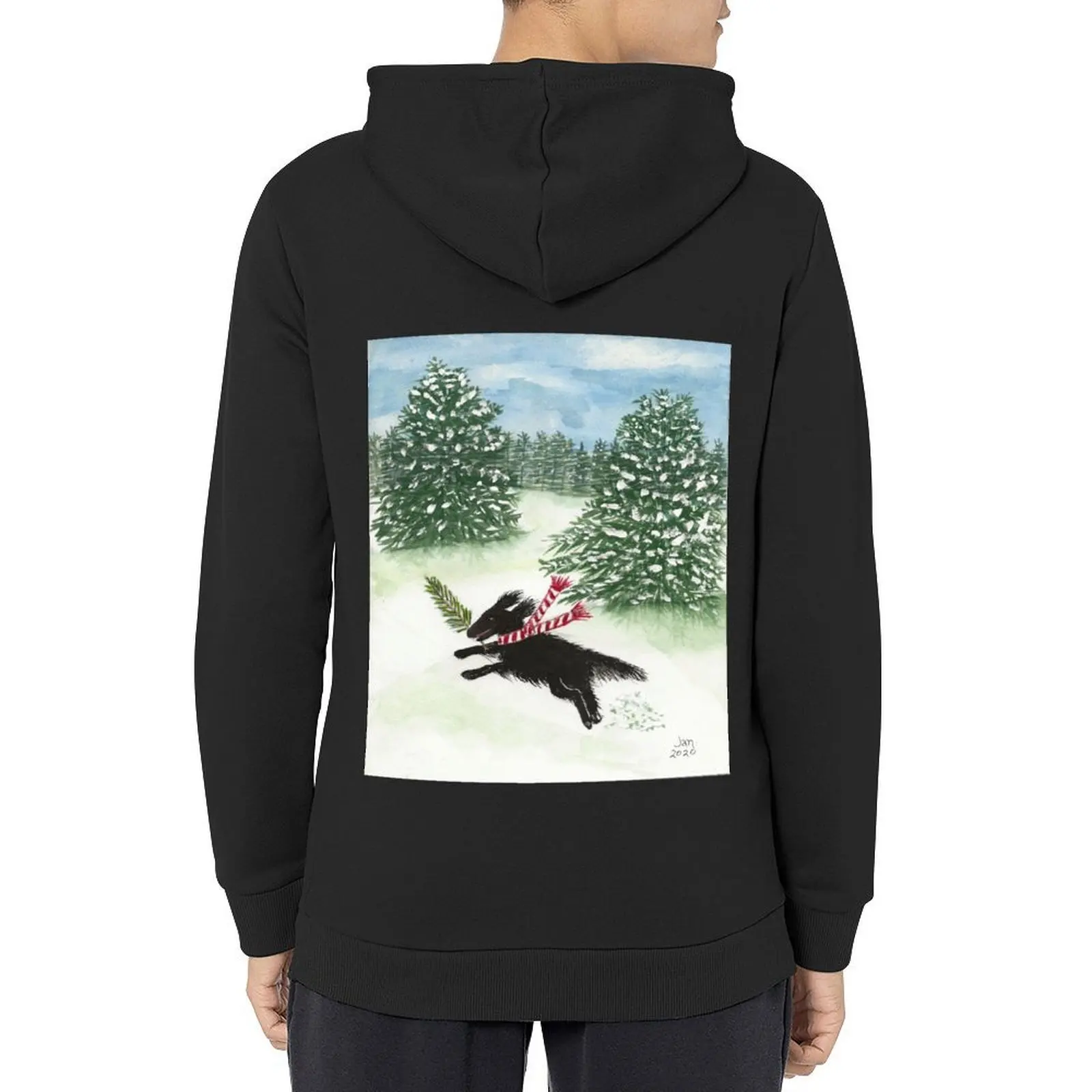 

Flat-Coated Retriever Puppy First Christmas Snow Hoodie korean clothes mens clothes new features of hoodies & sweatshirts