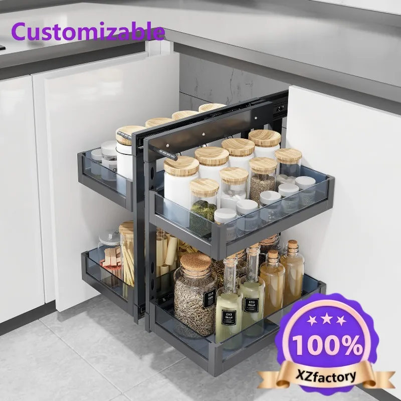 Factory Direct 2026 Top RatedKitchen cabinet rotation fully pulled out corner small monster corner UFO basket storage dishes, co