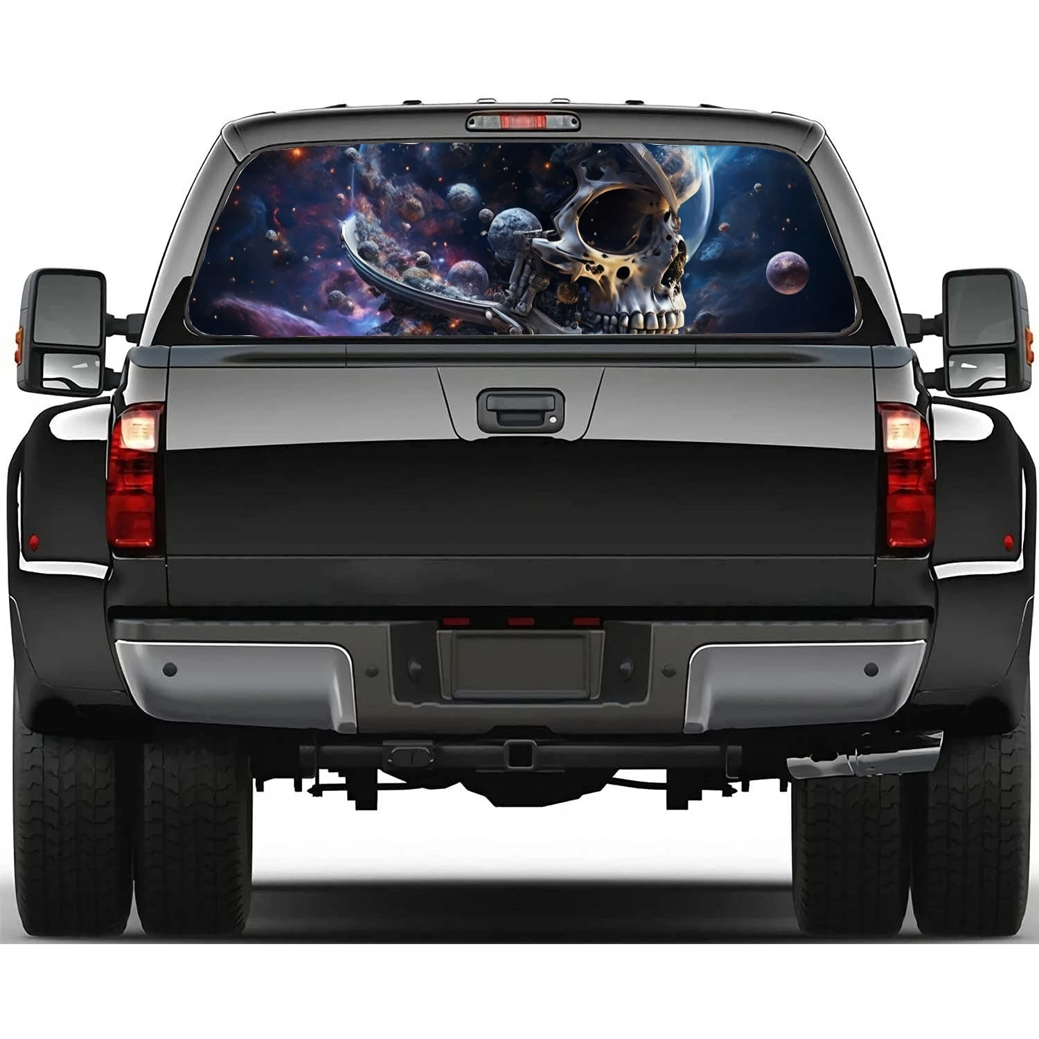 Abstract Creepy Skull Car Rear Window Decal Fit Pickup,Truck,Car Universal See Through Perforated Back Window Vinyl Sticker