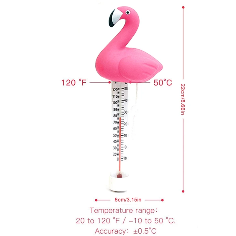 Flamingo Hot Tub Temperature Meter Swimming Pool Floating Thermometer Cartoon Pond Bath Tub Temperature Display Pool Accessories