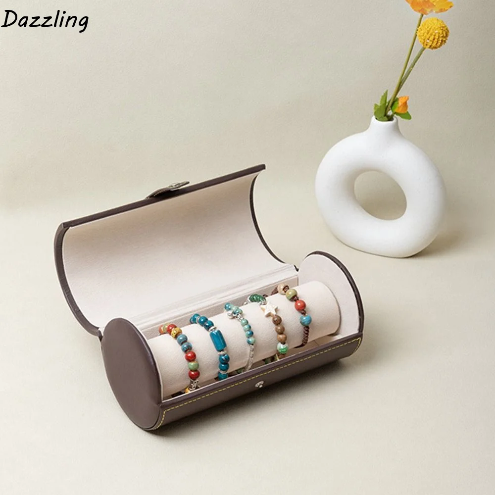 

Портативный дорожный футляр для часов из винтажной искусственной кожи, прочный компактный органайзер для хранения браслетов и ювелирных изделий