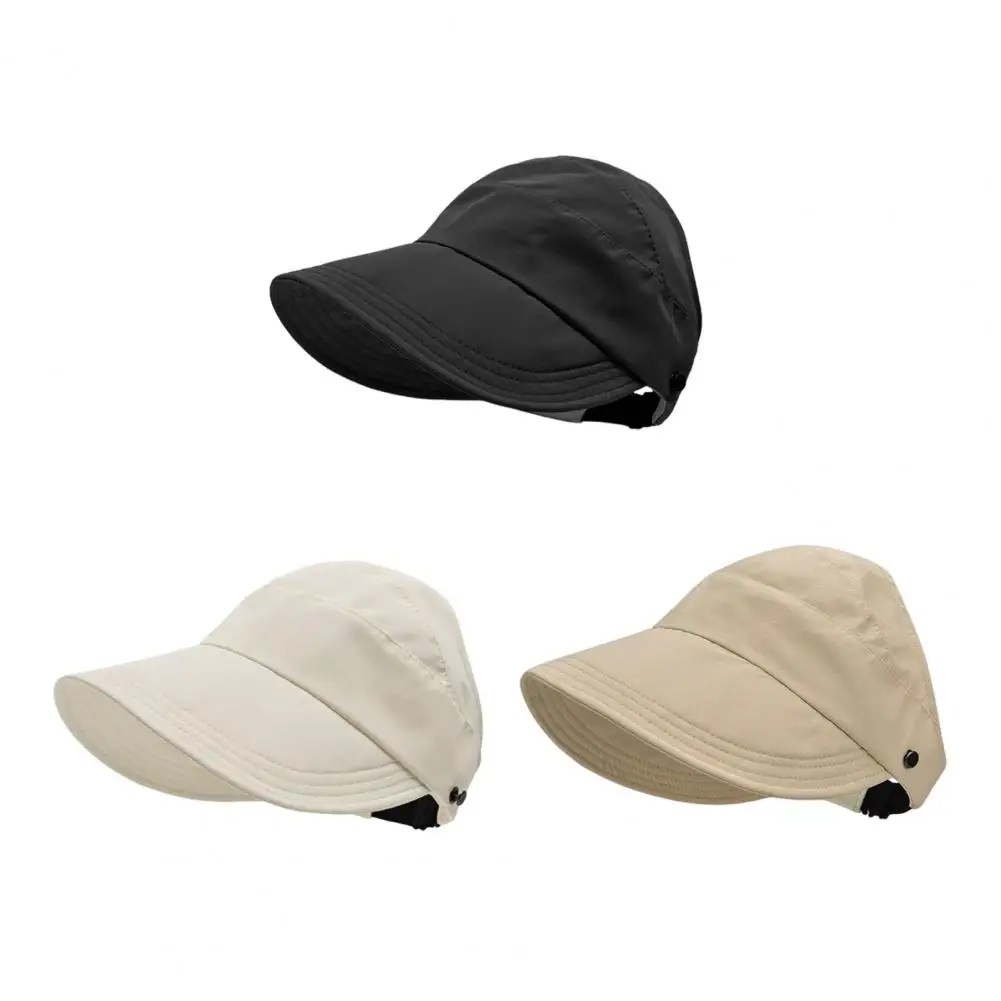 قبعة بلون سادة قابلة للتنفس في الهواء الطلق مع حافة كبيرة للنساء قبعة شمس صيفية مجوفة بحافة ممتدة للحماية من الشمس
