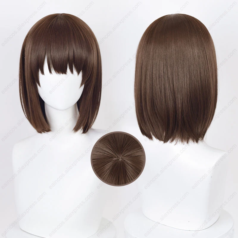 Anime Megumi Katou Cosplay Wig 36cm Short Brown Wigs Heat Resistant Synthetic Hair