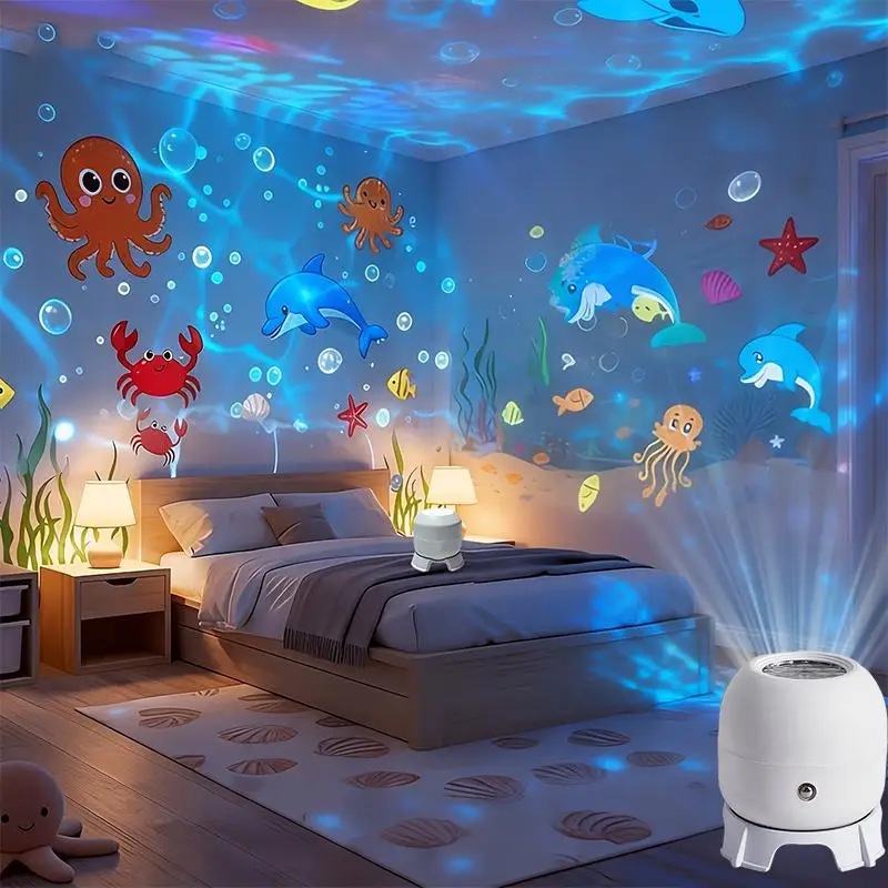Ocean Projector Light 360° Rotating Dynamic Night Light USB Powered Ambient Lamp Decorative Lighting For Game,Living Room LED