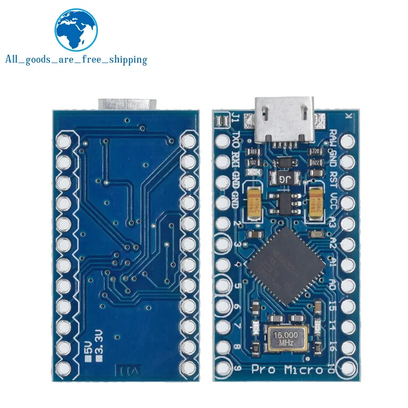 TZT Pro Micro ATmega32U4 5V 16MHz Original Chip Replace ATmega328 For Arduino Pro Mini With 2 Row Pin Header For Leonardo UNO R3