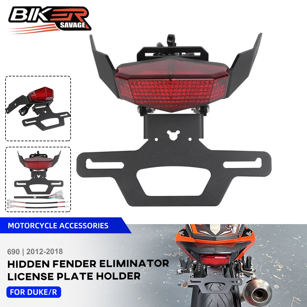 

Duke 690 License Adjustable Plate Holder For 690 DUKE R 2013-2018 Hidden Fender Eliminator Tail Frame Rear Tail Light Brake Lamp